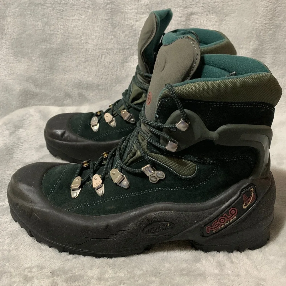 Asolo‎ Globaline Meridian Mens Hiking Boots Green Suede 10.5 Vintage Gorpcore